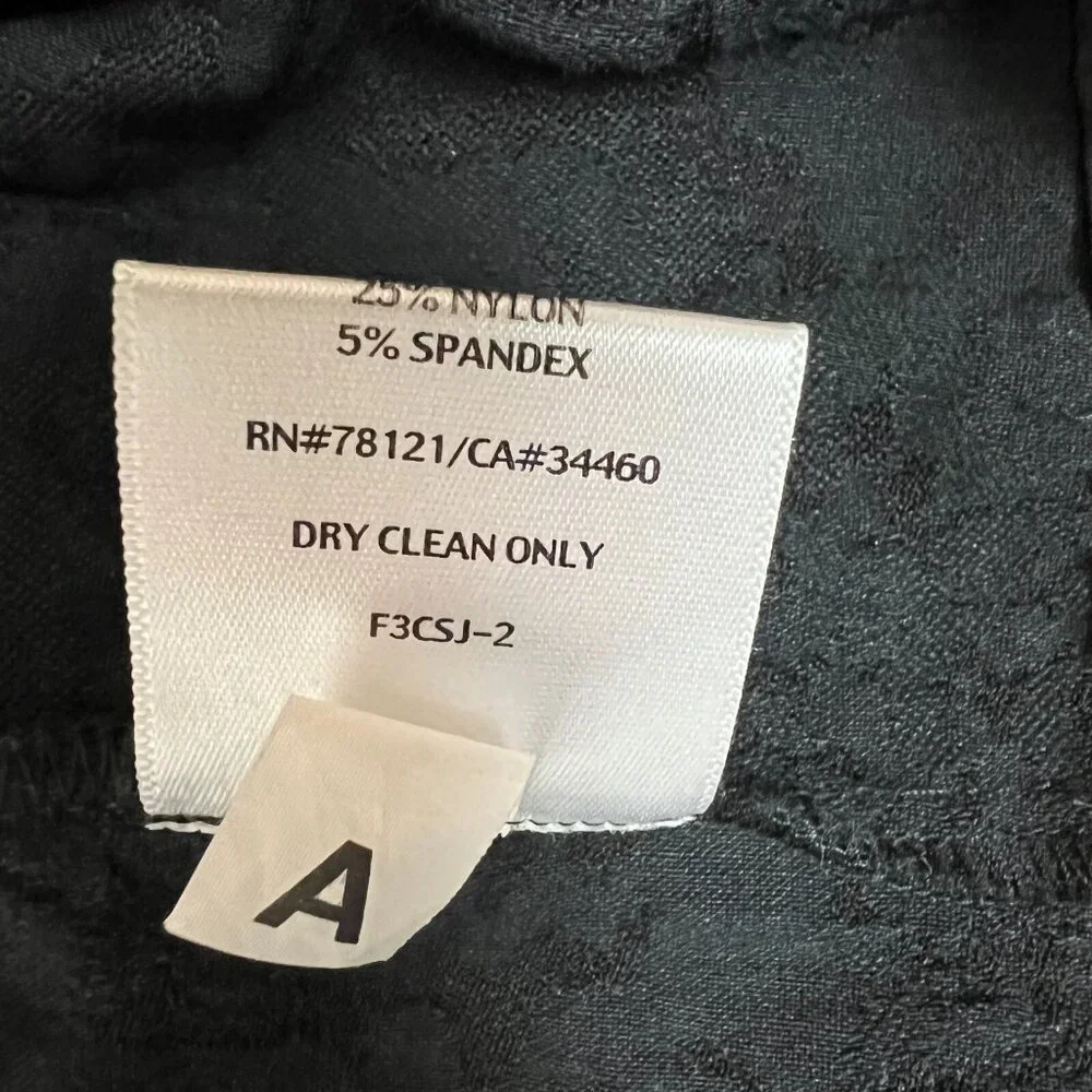 Eileen Fisher Pants Womens Large Black‎ Textured Stretch Ankle Side Zip Cotton L